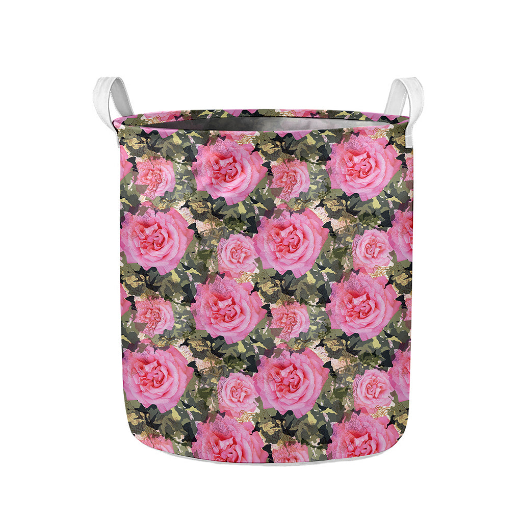 Military Camouflage Flower Pattern Print Collapsible Laundry Basket