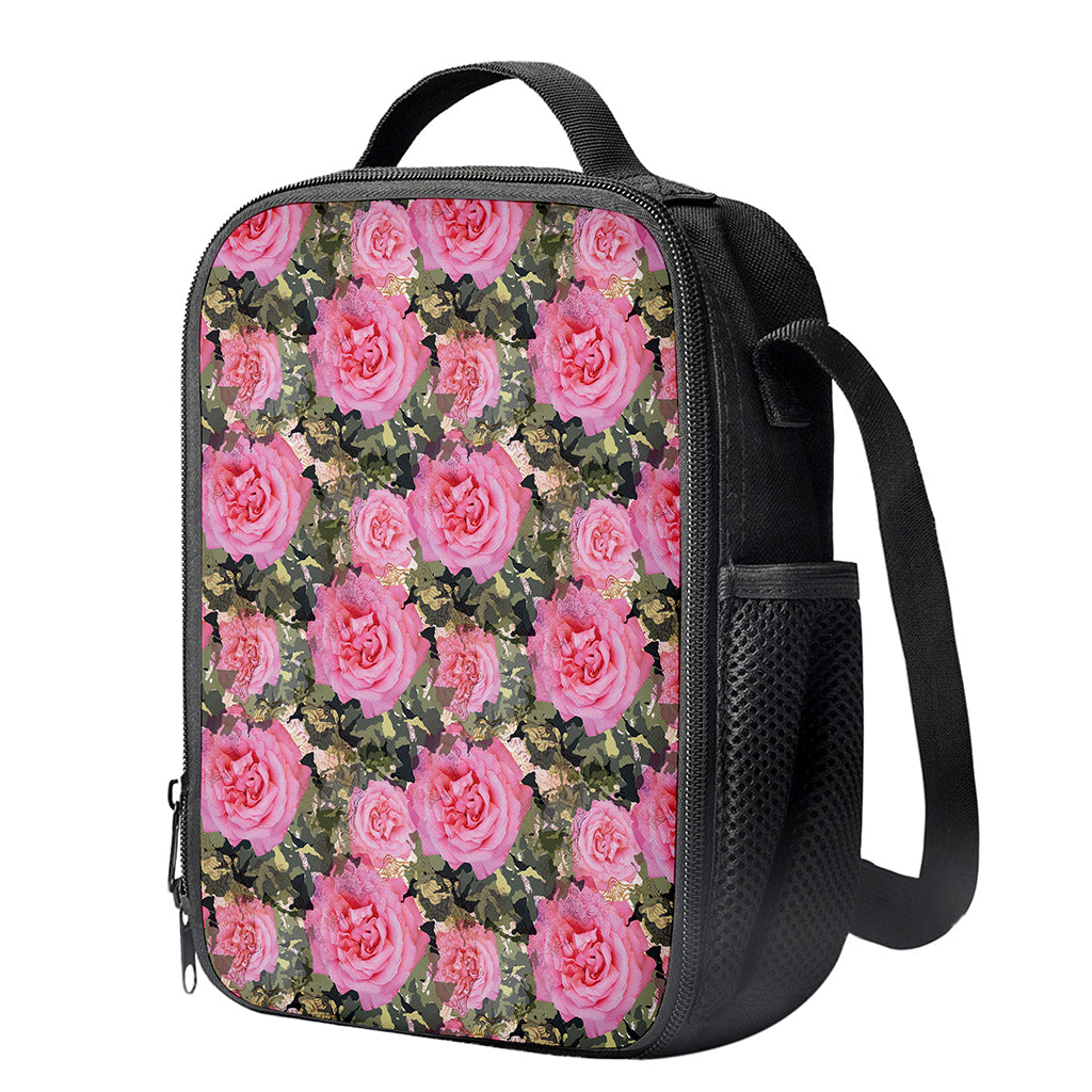 Military Camouflage Flower Pattern Print Crossbody Lunch Bag