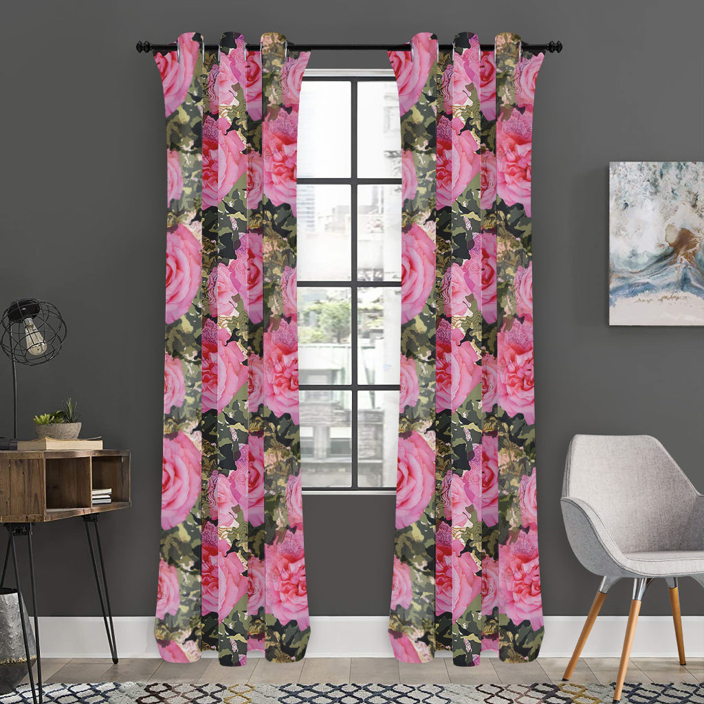 Military Camouflage Flower Pattern Print Curtain