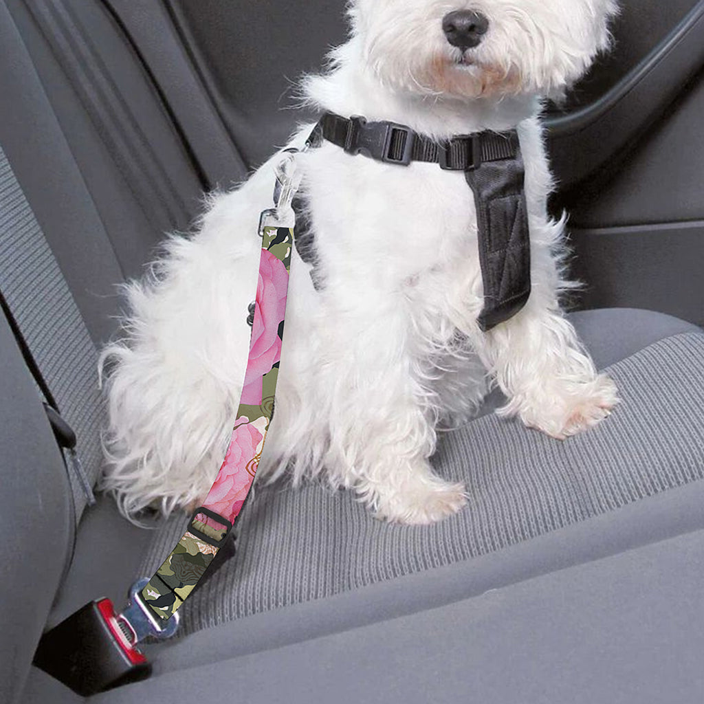 Military Camouflage Flower Pattern Print Dog Seat Belt