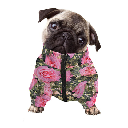 Military Camouflage Flower Pattern Print Dog Zip Up Jacket