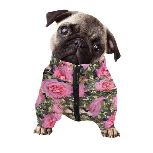 Military Camouflage Flower Pattern Print Dog Zip Up Jacket