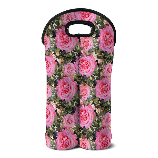 Military Camouflage Flower Pattern Print Double Neoprene Wine Tote