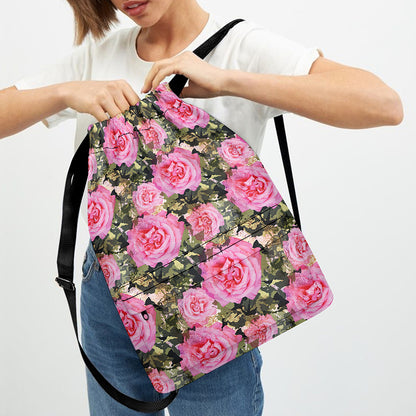 Military Camouflage Flower Pattern Print Drawstring Backpack