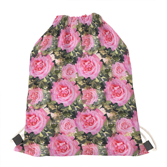 Military Camouflage Flower Pattern Print Drawstring Bag