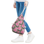 Military Camouflage Flower Pattern Print Drawstring Bag