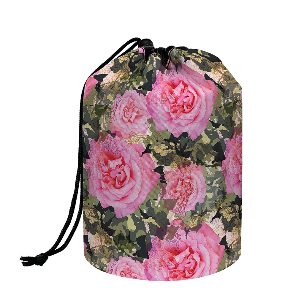 Military Camouflage Flower Pattern Print Drawstring Makeup Bag