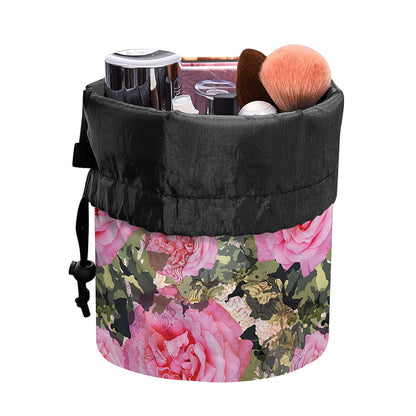 Military Camouflage Flower Pattern Print Drawstring Makeup Bag