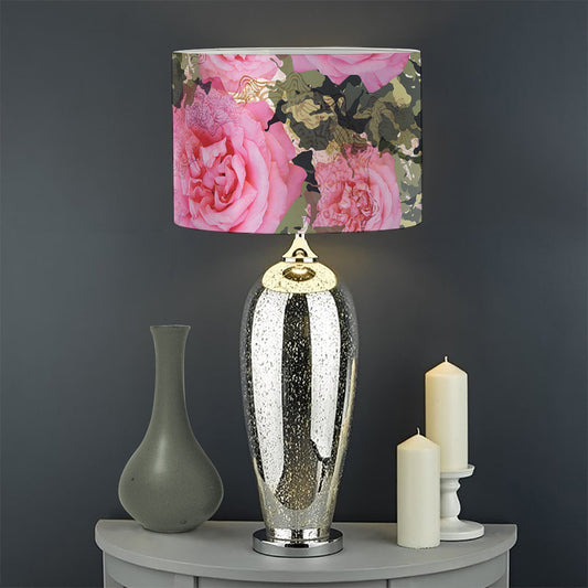 Military Camouflage Flower Pattern Print Drum Lamp Shade