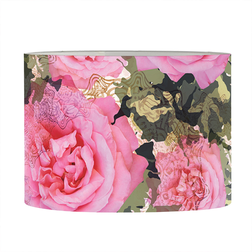Military Camouflage Flower Pattern Print Drum Lamp Shade