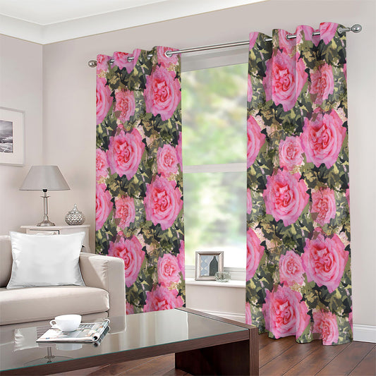 Military Camouflage Flower Pattern Print Extra Wide Grommet Curtains