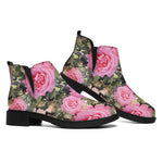 Military Camouflage Flower Pattern Print Flat Ankle Boots