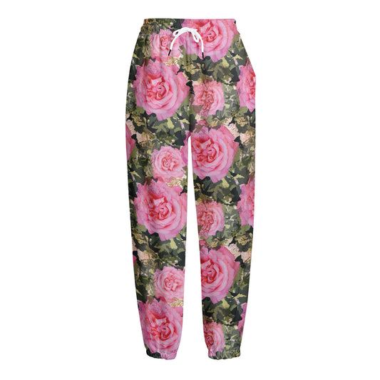Military Camouflage Flower Pattern Print Fleece Lined Knit Pants