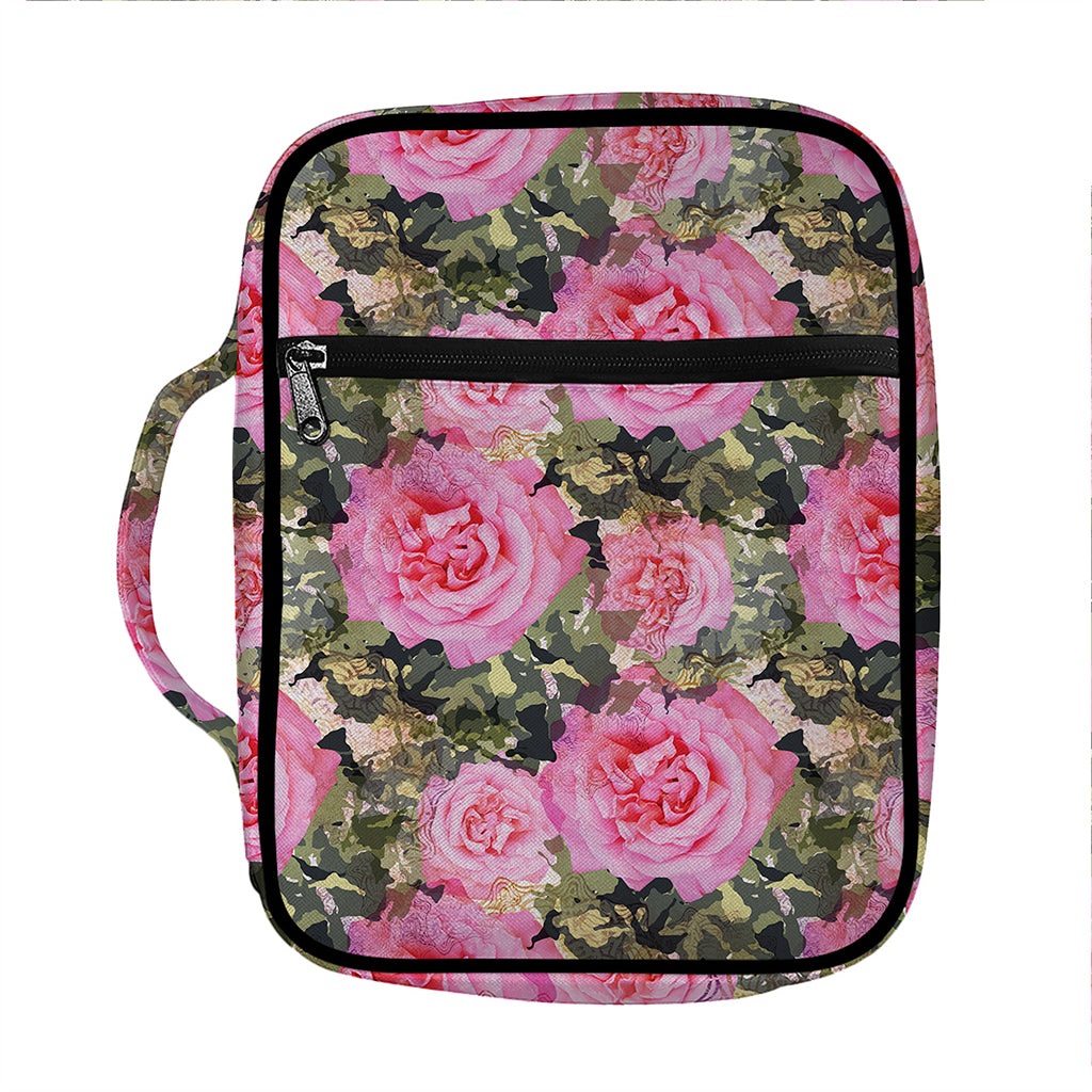 Military Camouflage Flower Pattern Print Front Pocket Bible Bag