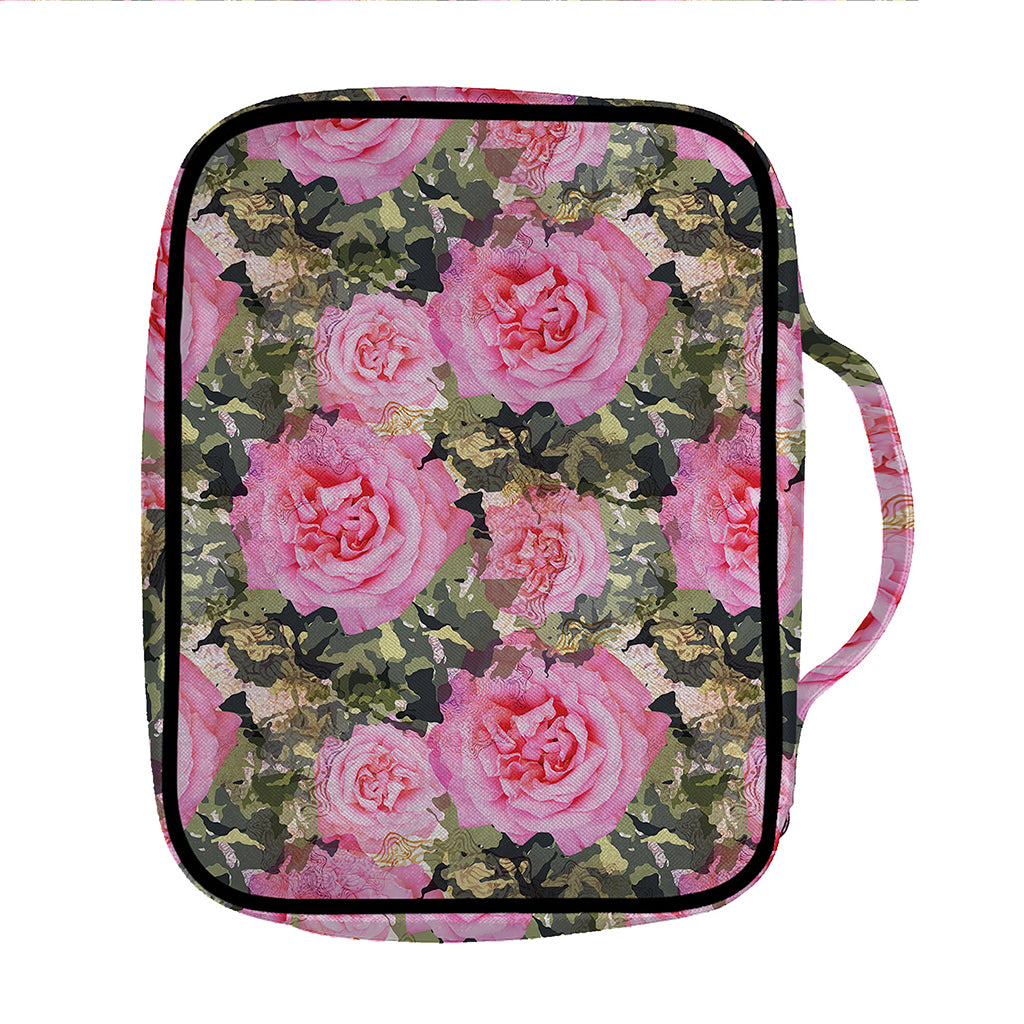 Military Camouflage Flower Pattern Print Front Pocket Bible Bag