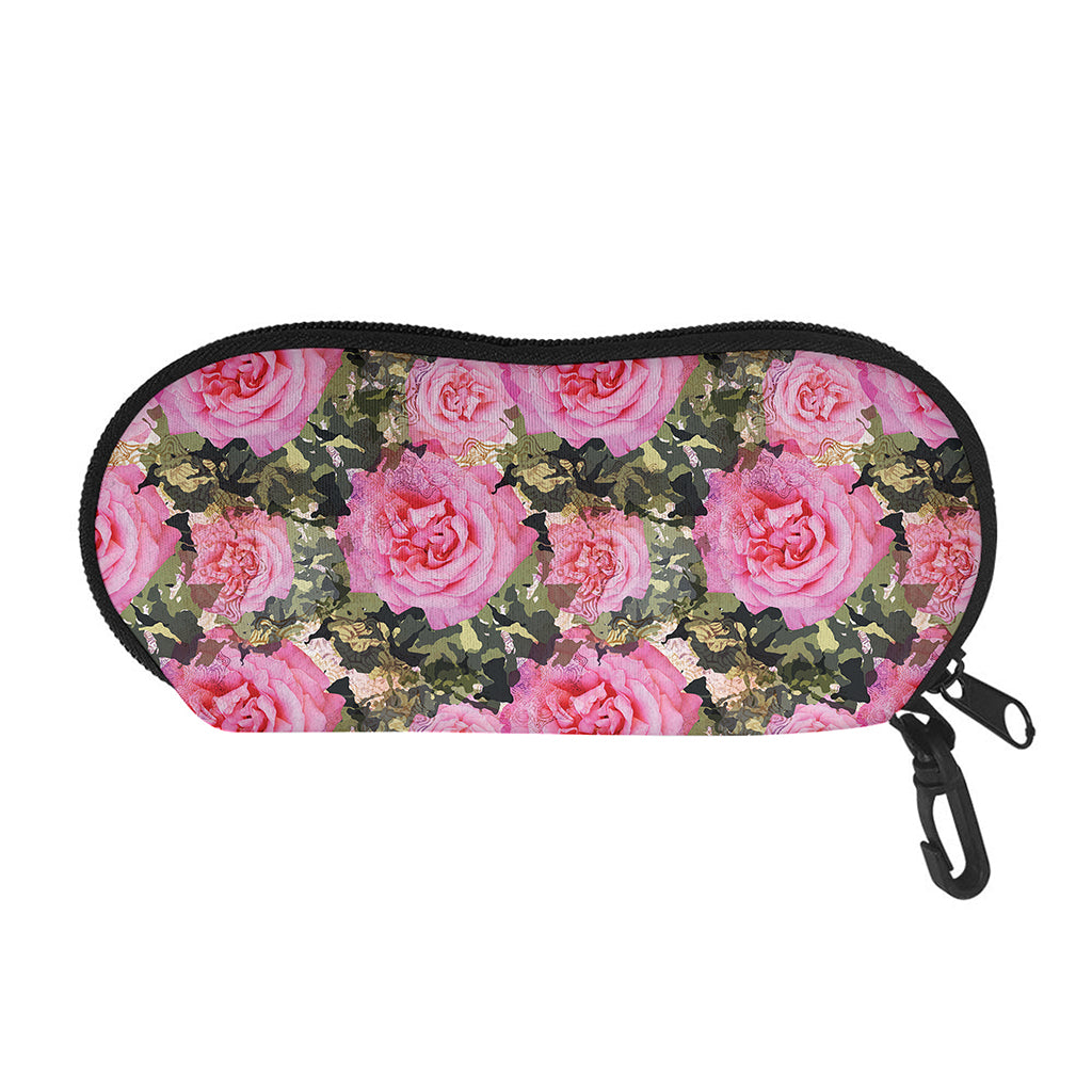 Military Camouflage Flower Pattern Print Glasses Case