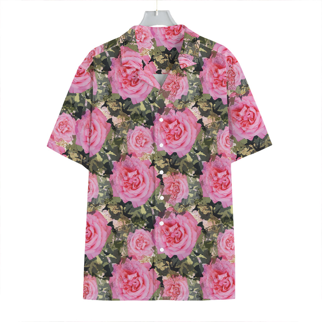 Military Camouflage Flower Pattern Print Hawaiian Shirt