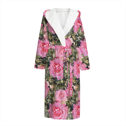 Military Camouflage Flower Pattern Print Hooded Bathrobe