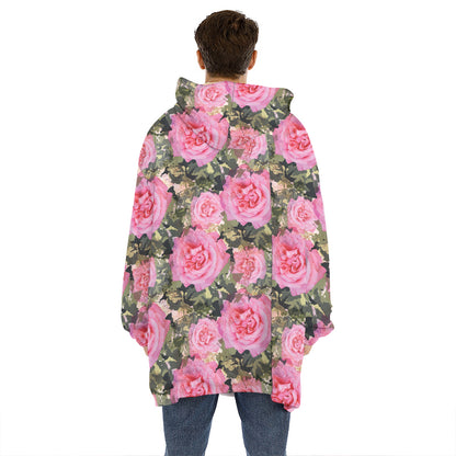 Military Camouflage Flower Pattern Print Hoodie Blanket