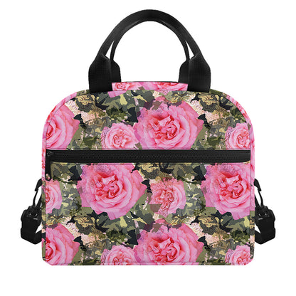 Military Camouflage Flower Pattern Print Insulated Lunch Bag