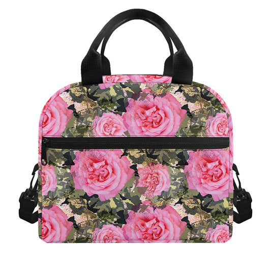 Military Camouflage Flower Pattern Print Insulated Lunch Bag