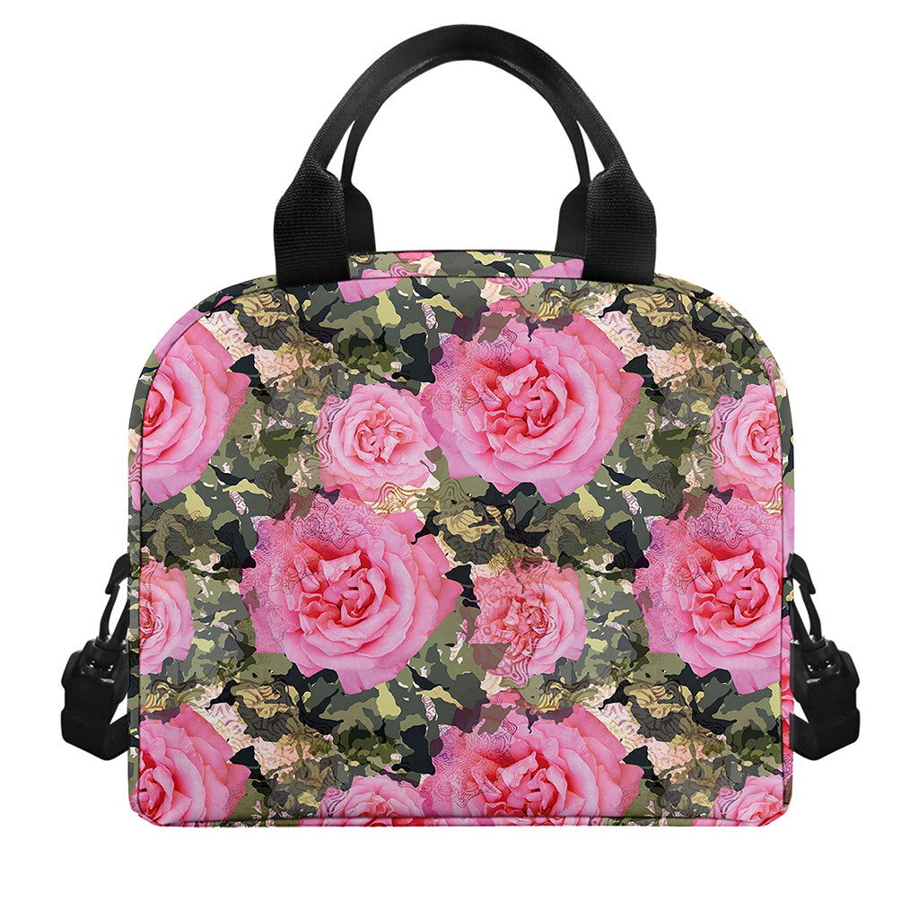 Military Camouflage Flower Pattern Print Insulated Lunch Bag