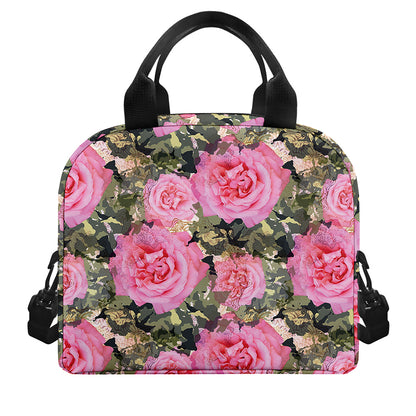 Military Camouflage Flower Pattern Print Insulated Lunch Bag