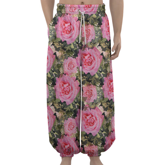 Military Camouflage Flower Pattern Print Lantern Pants