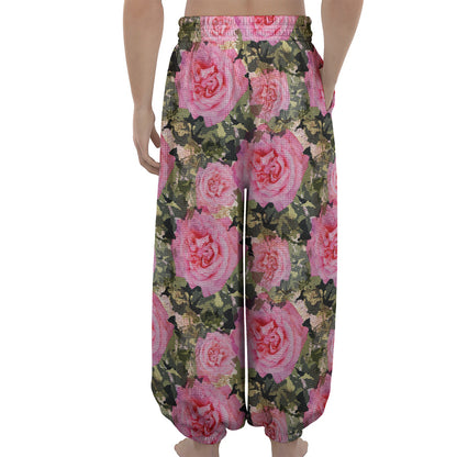 Military Camouflage Flower Pattern Print Lantern Pants