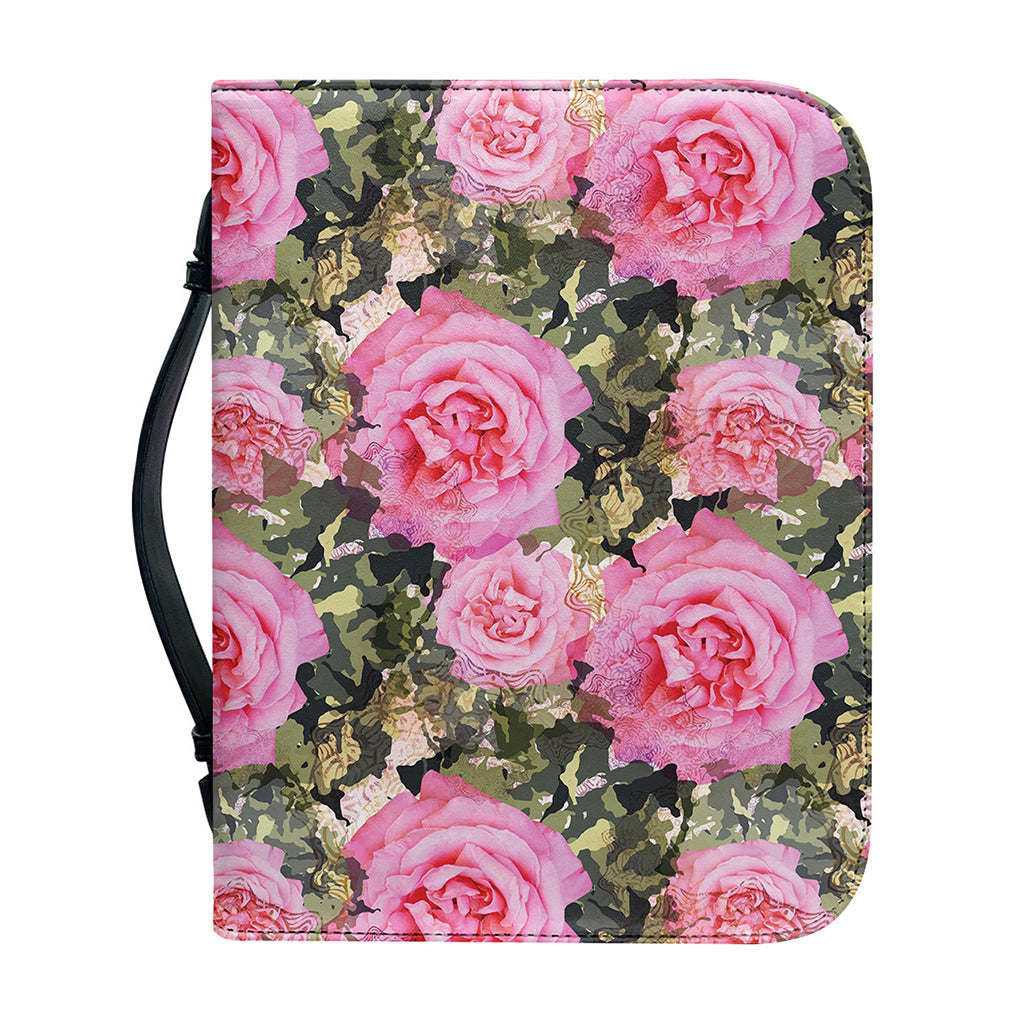 Military Camouflage Flower Pattern Print Leather Bible Cover