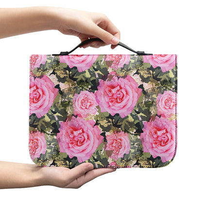 Military Camouflage Flower Pattern Print Leather Bible Cover