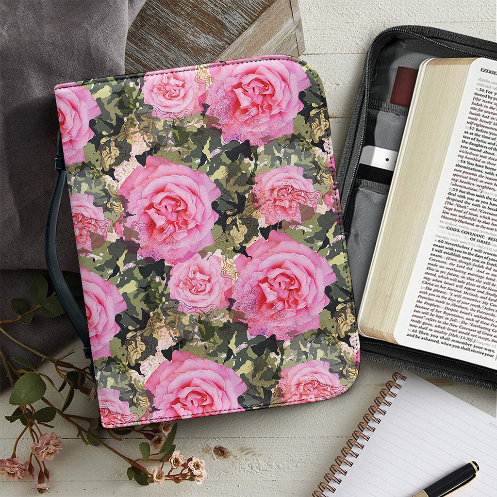 Military Camouflage Flower Pattern Print Leather Bible Cover