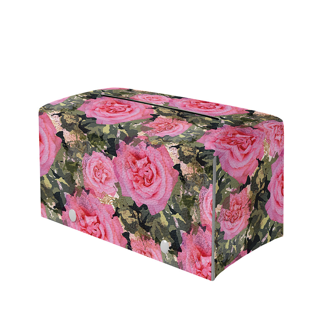 Military Camouflage Flower Pattern Print Leather Tissue Box Cover