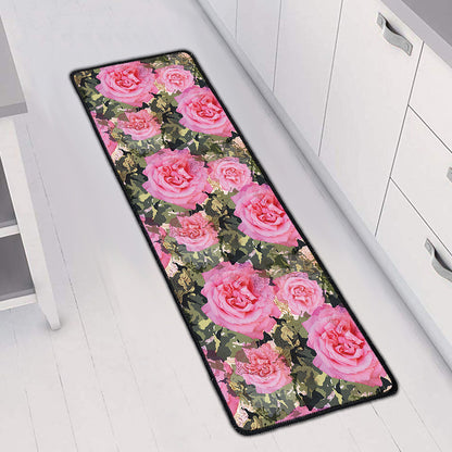 Military Camouflage Flower Pattern Print Long Kitchen Mat