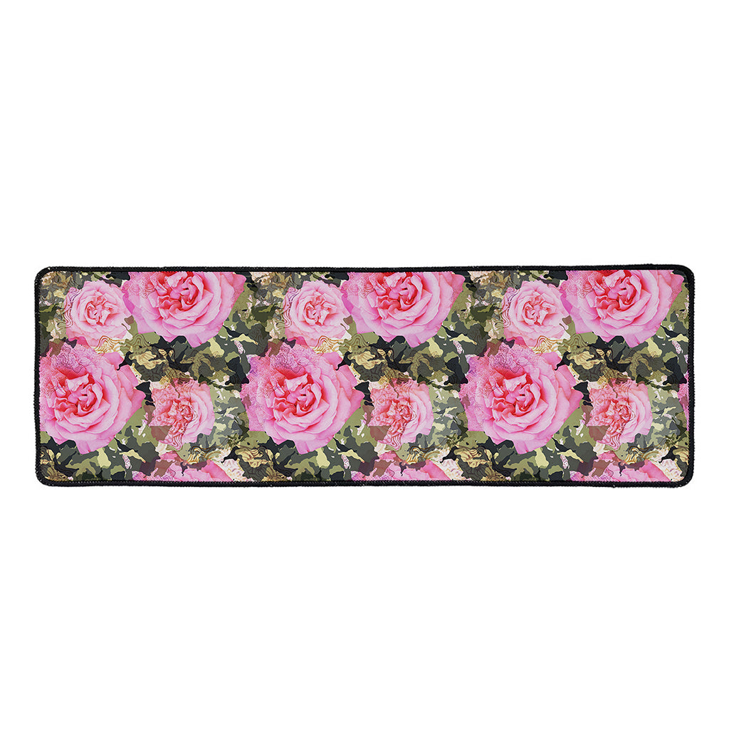 Military Camouflage Flower Pattern Print Long Kitchen Mat