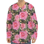 Military Camouflage Flower Pattern Print Long Sleeve Baseball Jersey