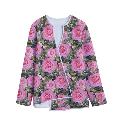 Military Camouflage Flower Pattern Print Long Sleeve Short Coat