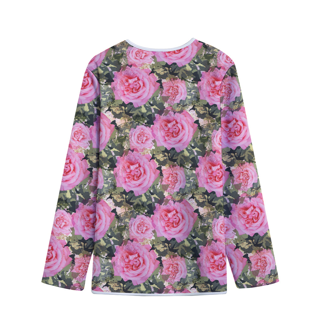 Military Camouflage Flower Pattern Print Long Sleeve Short Coat