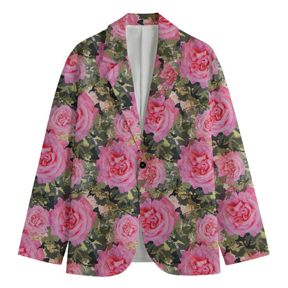 Military Camouflage Flower Pattern Print Men's Blazer