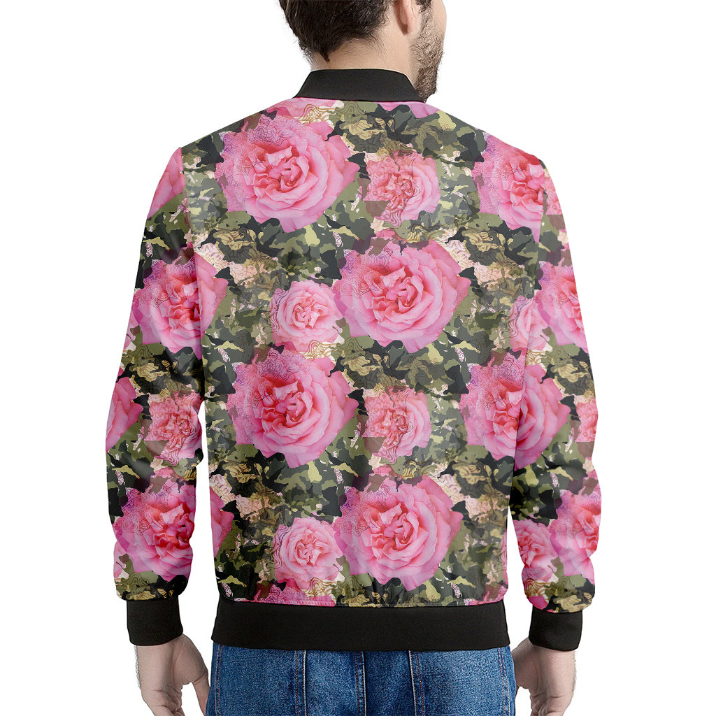 Military Camouflage Flower Pattern Print Men's Bomber Jacket