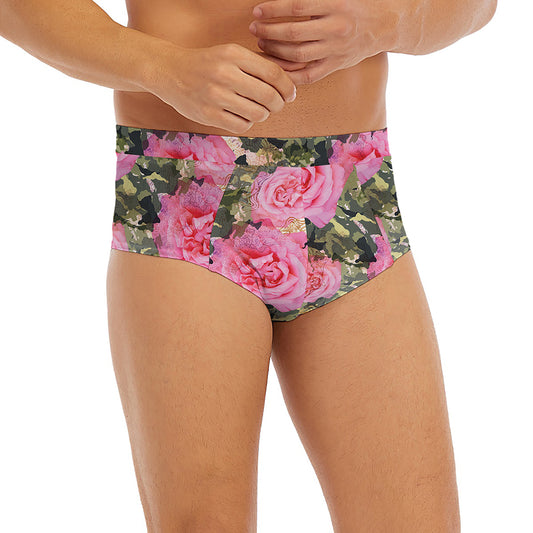Military Camouflage Flower Pattern Print Men's Briefs