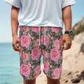 Military Camouflage Flower Pattern Print Men's Cargo Shorts