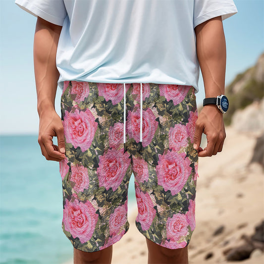 Military Camouflage Flower Pattern Print Men's Cargo Shorts