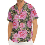 Military Camouflage Flower Pattern Print Men's Deep V-Neck Shirt