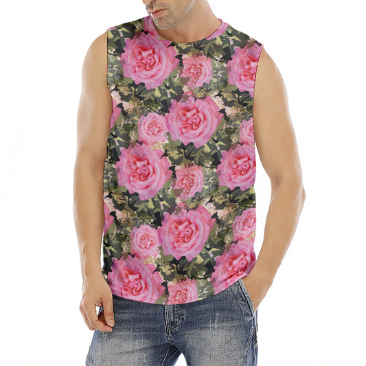 Military Camouflage Flower Pattern Print Men's Fitness Tank Top