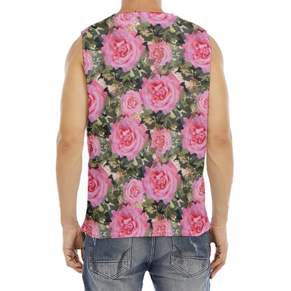 Military Camouflage Flower Pattern Print Men's Fitness Tank Top