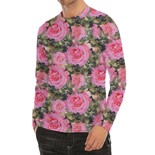 Military Camouflage Flower Pattern Print Men's Long Sleeve Rash Guard