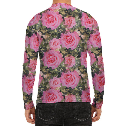Military Camouflage Flower Pattern Print Men's Long Sleeve Rash Guard