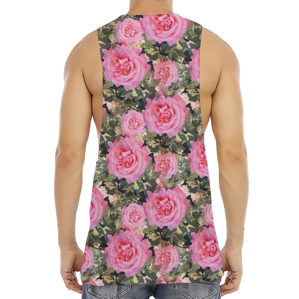 Military Camouflage Flower Pattern Print Men's Muscle Tank Top