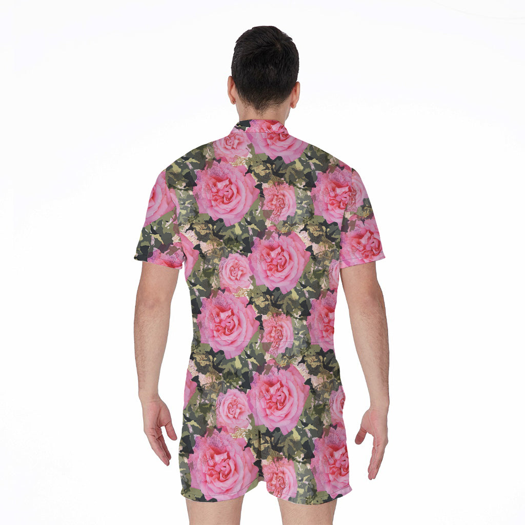 Military Camouflage Flower Pattern Print Men's Rompers